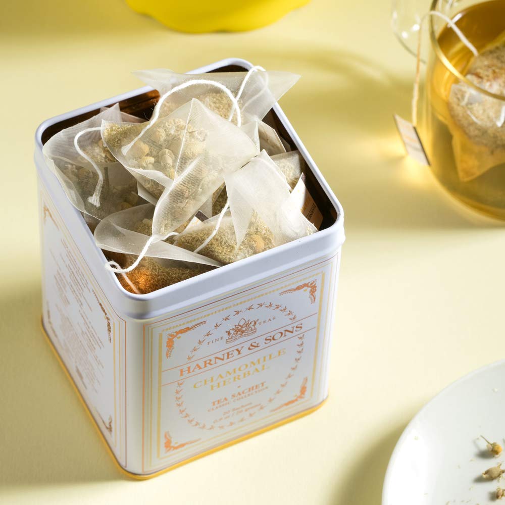 Harney & Sons Chamomile Herbal Tea, Classic Tin, 20 Sachets, white - Image 3