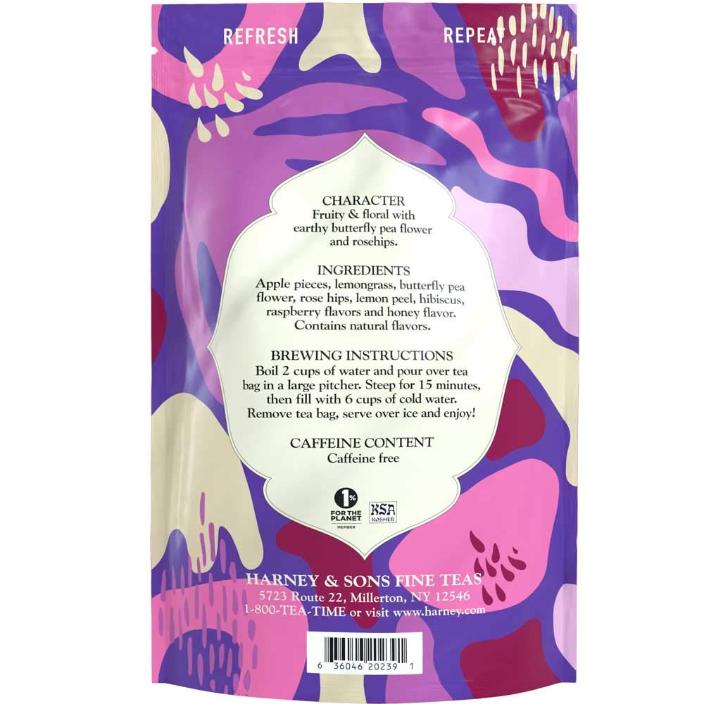 Harney & Sons Indigo Punch Herbal Iced Tea Pouches, Butterfly Pea Flower Tea, 15 Count (Pack of 1) - Image 3