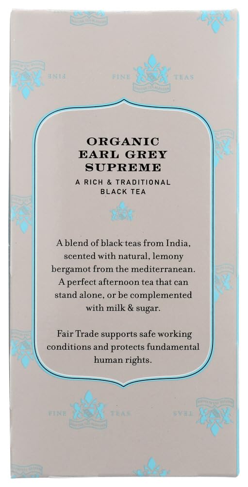 Harney & Sons Premium Tea, Organic Earl Grey Supreme Black Tea, Individually Wrapped Tea Bags, 20/box - Image 4